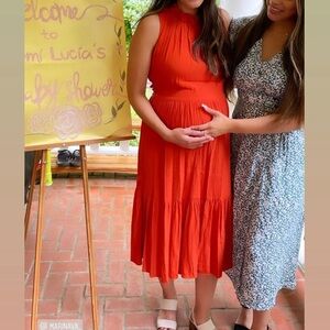 Calvin Klein Orange Sleeve Less Dress Vicose